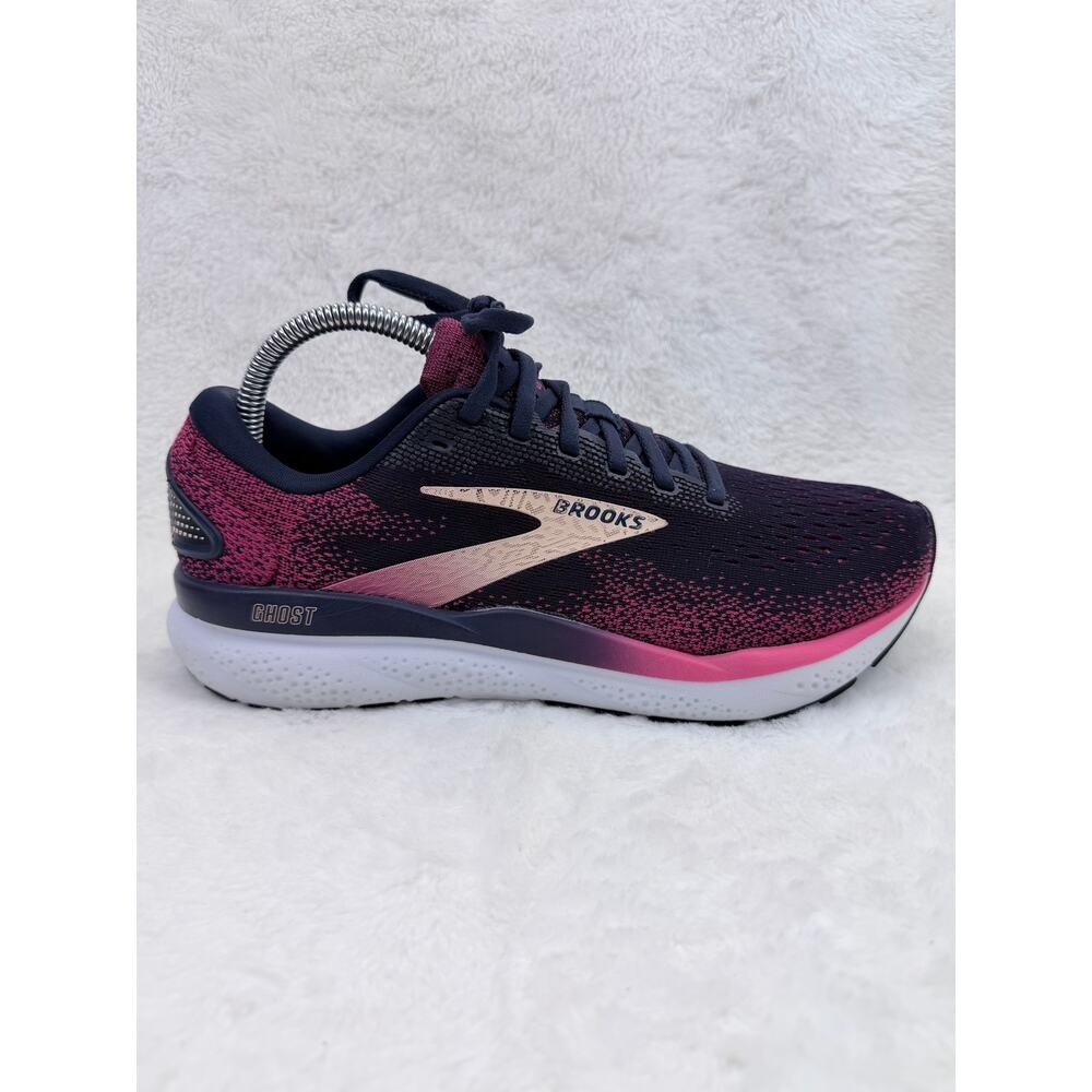 Brooks Ghost 16 Womens Running Shoes Navy Pink Size 9 B Athletic Sneaker